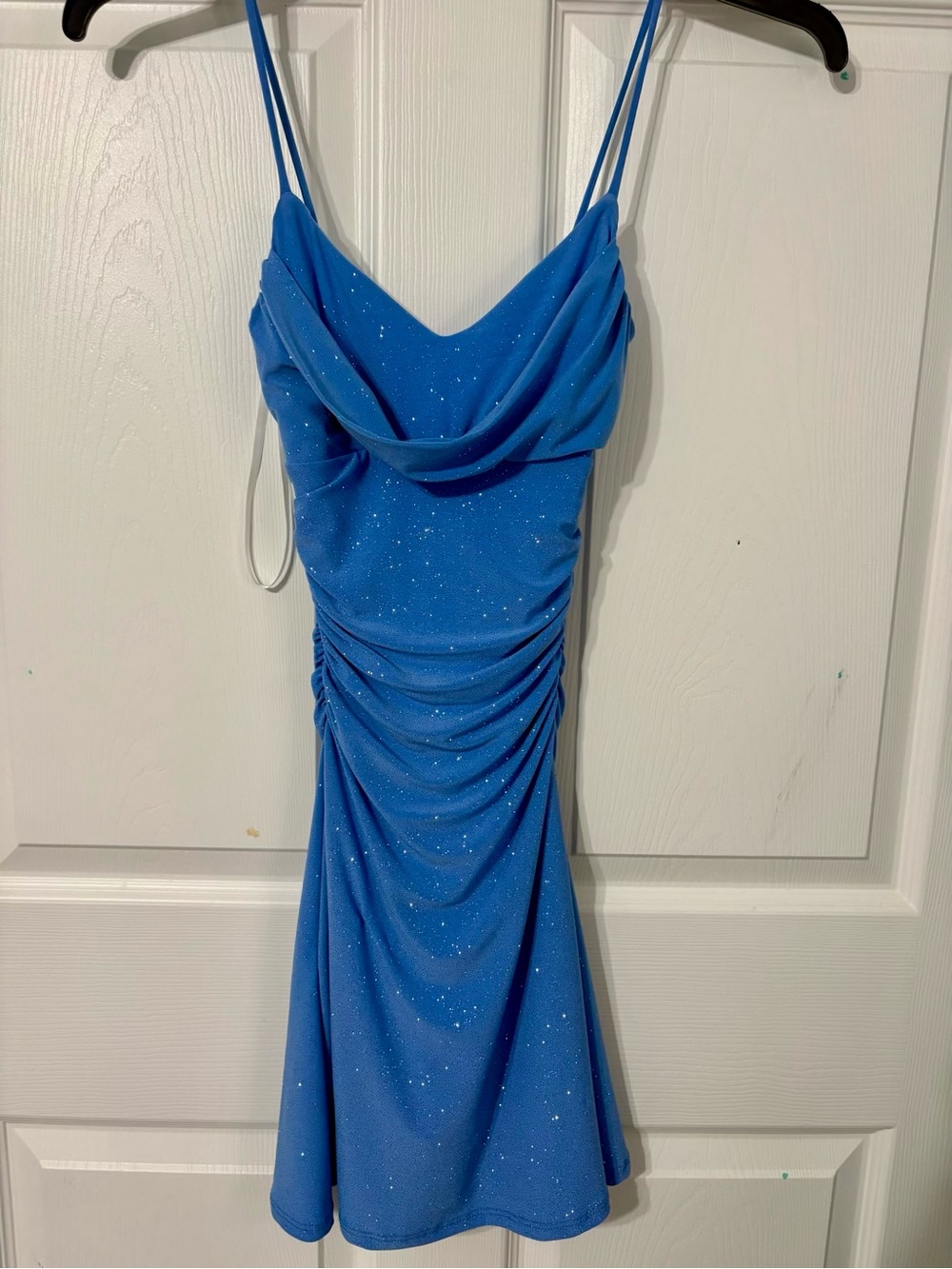 Windsor Blue spaghetti strap sparkle dress.